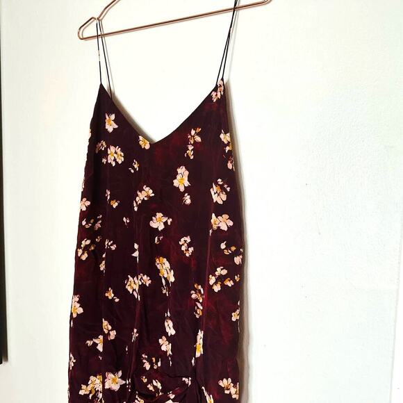 Caroline Constas Arabella Maroon Floral Sleeveless V-Neck Ruched Dress Size L - Picture 3 of 16